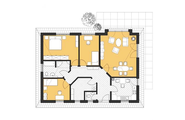 Massivhaus Bungalow Zingst von ROTH-MASSIVHAUS, Bungalow Grundriss 1