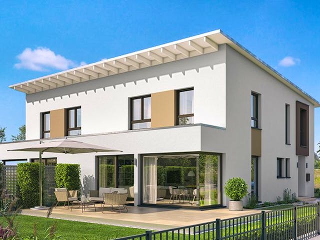 Fertighaus CELEBRATION 139 V4 L von Bien-Zenker Schlüsselfertig ab 359363€, Pultdachhaus Außenansicht 1