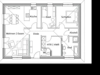 Massivhaus COTTAGE von Kagebau, Bungalow Grundriss 1