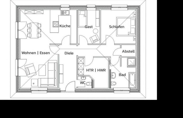 Massivhaus COTTAGE von Kagebau, Bungalow Grundriss 1