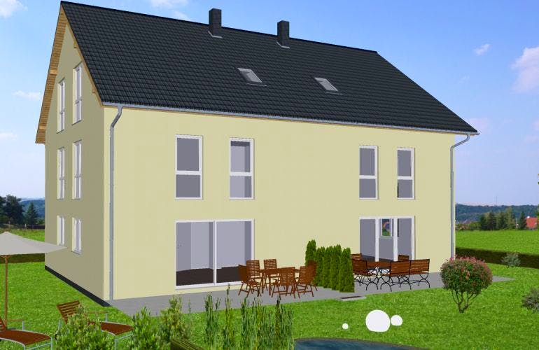 Massivhaus DHH Würzburg von Ambiente Massivhaus,  Außenansicht 1