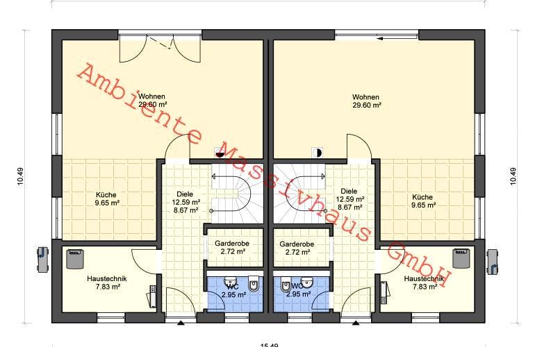 Massivhaus DHH Würzburg von Ambiente Massivhaus,  Grundriss 1