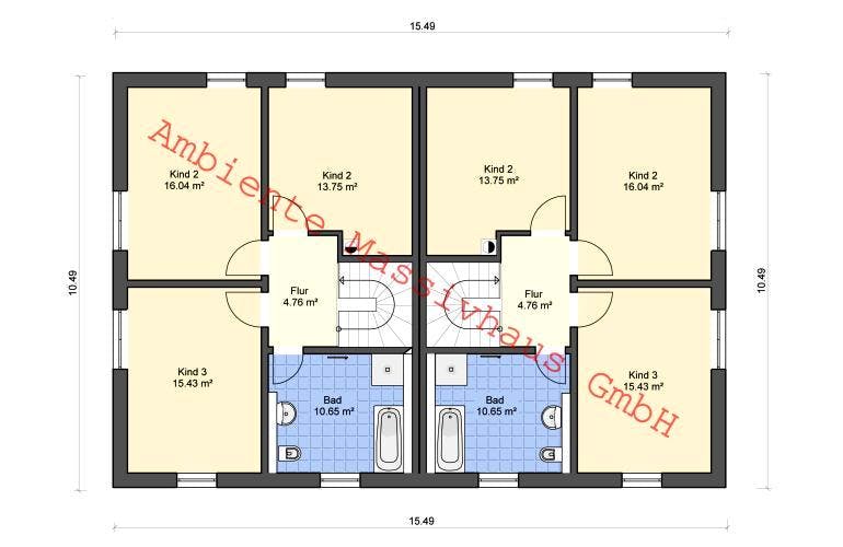 Massivhaus DHH Würzburg von Ambiente Massivhaus,  Grundriss 2