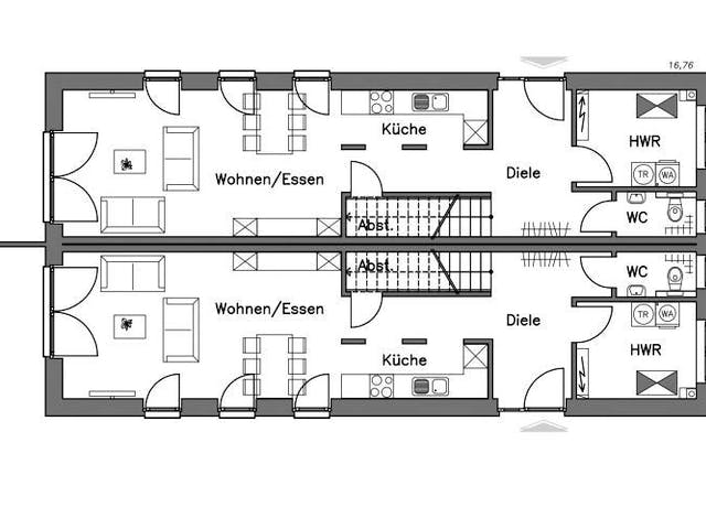 Massivhaus Doppelhaus DH 110 Variante K von Baudirekt,  Grundriss 3