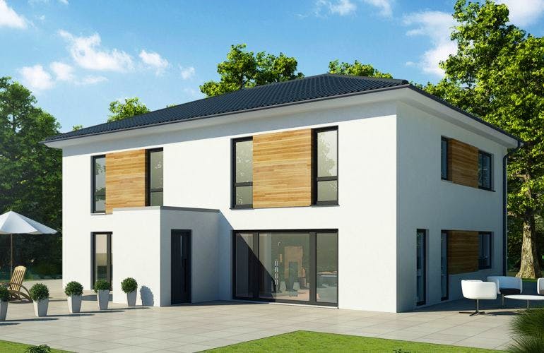 Massivhaus Doppelhaus DH 110 Variante M von Baudirekt,  Außenansicht 1