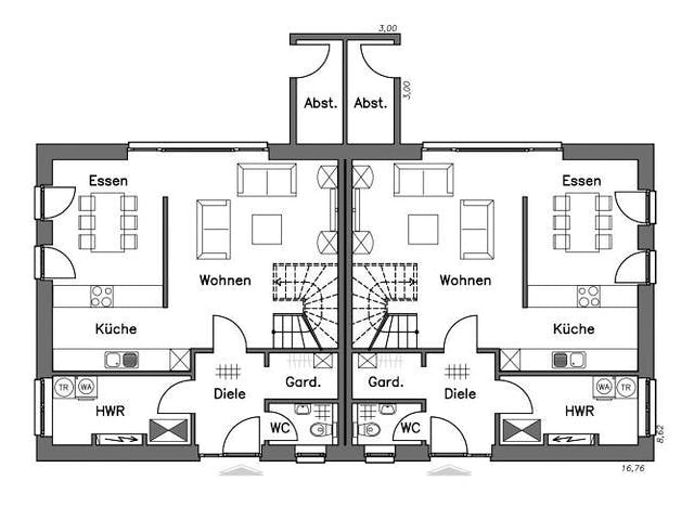 Massivhaus Doppelhaus DH 110 Variante M von Baudirekt,  Grundriss 1