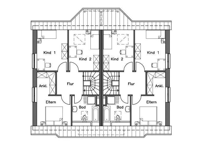 Massivhaus Doppelhaus DH 120 Variante K von Baudirekt,  Grundriss 1