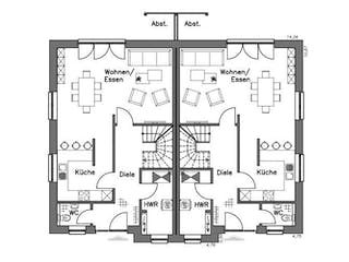 Massivhaus Doppelhaus DH 120 Variante K von Baudirekt, Grundriss 2