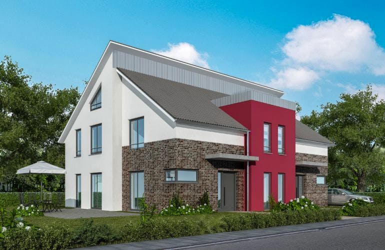 Massivhaus Doppelhaus DH 120 Variante M von Baudirekt,  Außenansicht 1