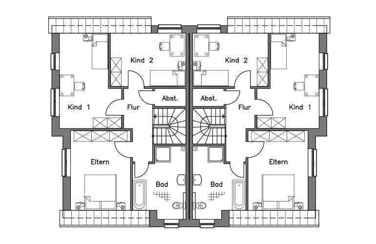 Massivhaus Doppelhaus DH 120 Variante M von Baudirekt,  Grundriss 1