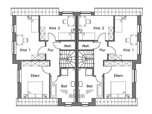 Massivhaus Doppelhaus DH 120 Variante M von Baudirekt,  Grundriss 1