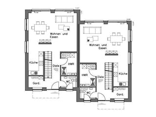 Massivhaus Doppelhaus DH 120 Variante T von Baudirekt,  Grundriss 2