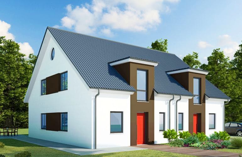 Massivhaus Doppelhaus DH 130 Variante K von Baudirekt,  Außenansicht 1