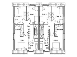 Massivhaus Doppelhaus DH 130 Variante K von Baudirekt, Grundriss 1