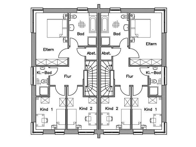 Massivhaus Doppelhaus DH 130 Variante M von Baudirekt,  Grundriss 1