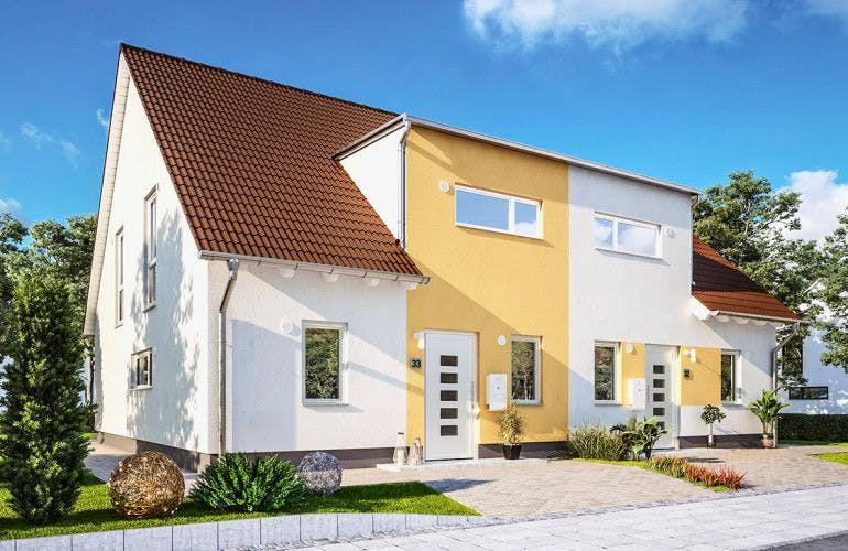 Massivhaus Doppelhaus Duett 125 von Town & Country Haus Deutschland Schlüsselfertig ab 229050€, Außenansicht 1