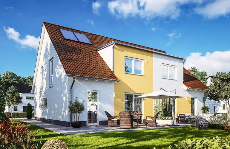 Massivhaus Doppelhaus Duett 125 von Town & Country Haus Deutschland Schlüsselfertig ab 229050€, Außenansicht 2