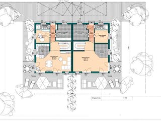 Massivhaus Doppelhaus Kelkheim von Immobilien Atelier Klaus Reuter,  Grundriss 1