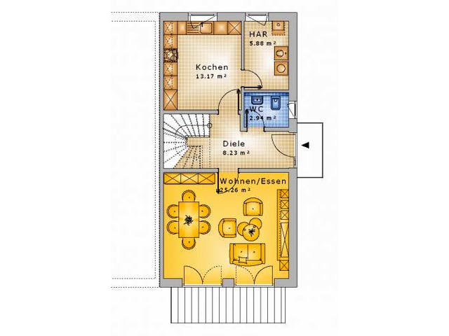 Massivhaus Doppelhaushälfte Mittelfischbach100-005 von Econ Das Haus,  Grundriss 2