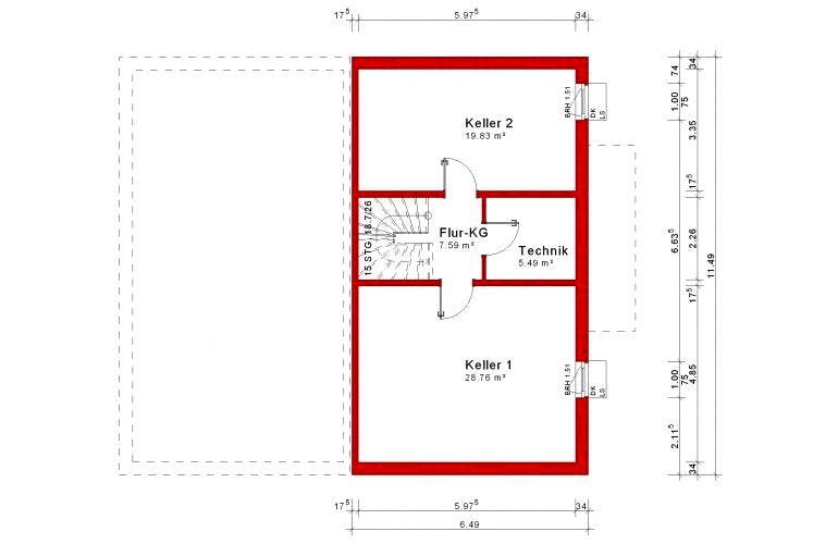 Massivhaus Doppelhaushälfte Version 3 von Grundsteinhaus Schlüsselfertig ab 233400€,  Grundriss 1