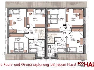 Massivhaus Duo Friesenhaus 130 von ECO System HAUS Schlüsselfertig ab 294500€, Satteldach-Klassiker Grundriss 2