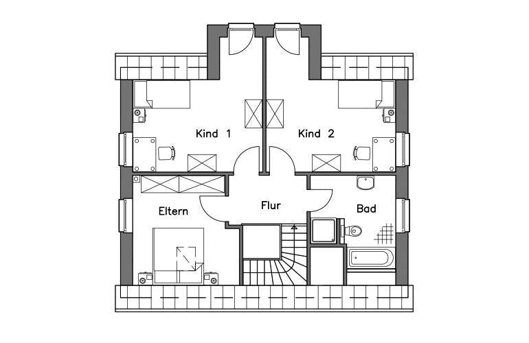 Massivhaus Einfamilienhaus EH125 Variante K von Baudirekt,  Grundriss 1
