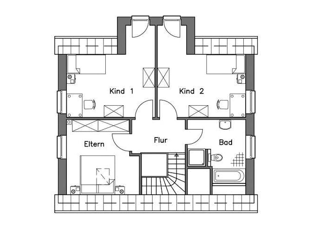 Massivhaus Einfamilienhaus EH125 Variante K von Baudirekt,  Grundriss 1