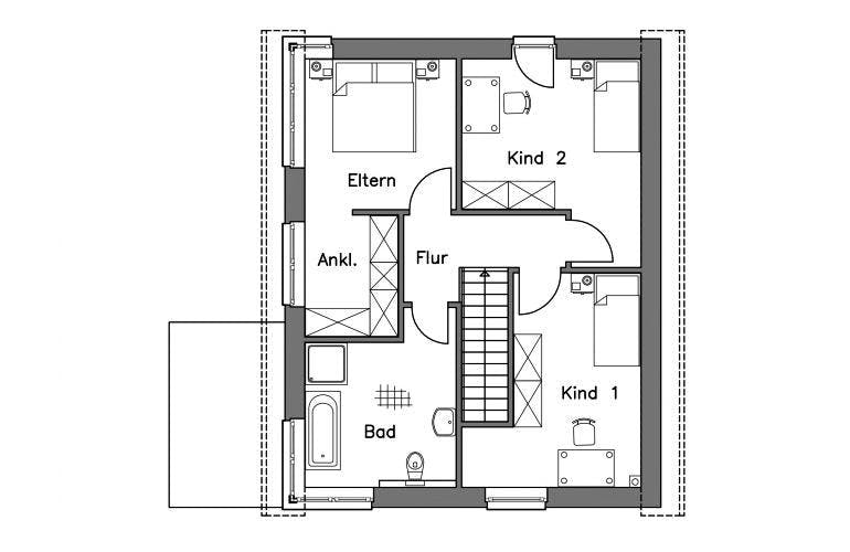 Massivhaus Einfamilienhaus EH125 Variante M von Baudirekt,  Grundriss 1