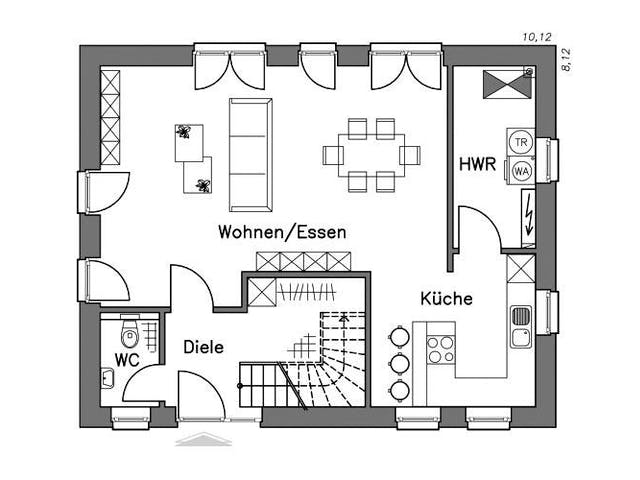 Massivhaus Einfamilienhaus EH125 Variante T von Baudirekt,  Grundriss 1