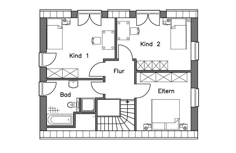 Massivhaus Einfamilienhaus EH125 Variante T von Baudirekt,  Grundriss 2