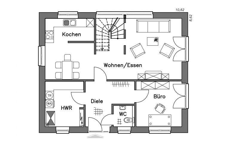 Massivhaus Einfamilienhaus EH140 Variante K von Baudirekt,  Grundriss 1