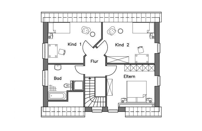 Massivhaus Einfamilienhaus EH140 Variante M von Baudirekt,  Grundriss 1