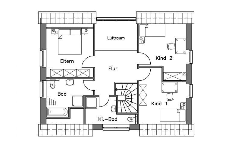 Massivhaus Einfamilienhaus EH155 Variante M von Baudirekt,  Grundriss 1