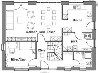 Massivhaus Einfamilienhaus EH155 Variante M von Baudirekt, Grundriss 2