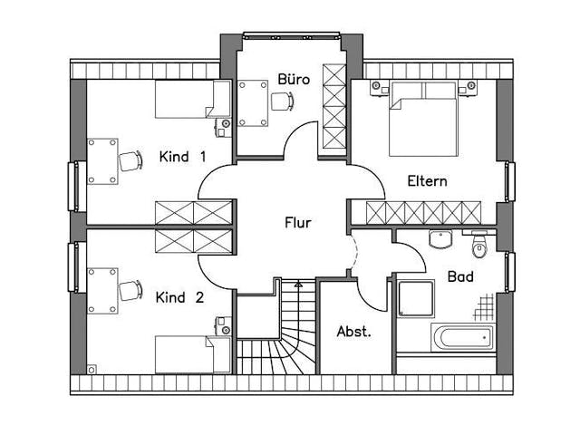 Massivhaus Einfamilienhaus EH155 Variante T von Baudirekt,  Grundriss 2