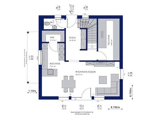 Fertighaus EVOLUTION 124 V2 von Bien-Zenker Schlüsselfertig ab 349093€, Satteldach-Klassiker Grundriss 1