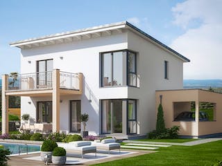 Fertighaus EVOLUTION 136 V5 von Bien-Zenker Schlüsselfertig ab 388728€, Pultdachhaus Außenansicht 1