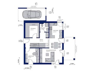 Fertighaus EVOLUTION 136 V5 von Bien-Zenker Schlüsselfertig ab 388728€, Pultdachhaus Grundriss 2