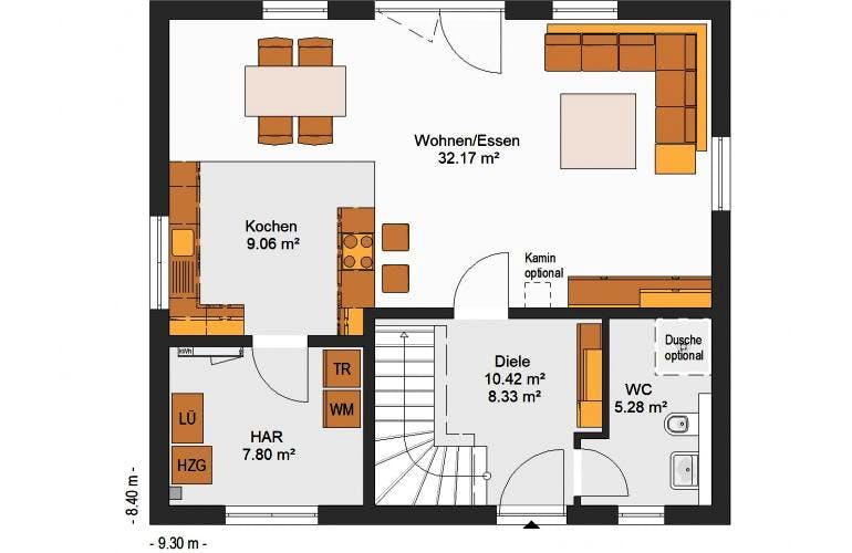 Massivhaus IL-1-129 von Elbe-Haus® Ost,  Grundriss 1