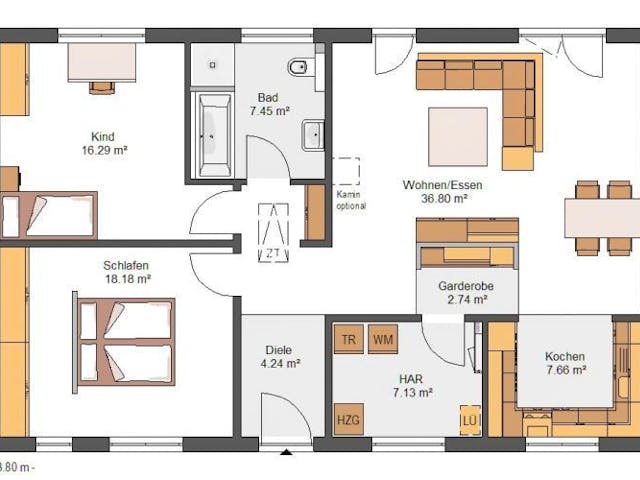 Massivhaus IL-3-102 von Elbe-Haus®, Bungalow Grundriss 1