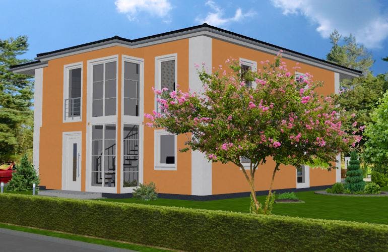 Massivhaus Königstein 206 von PRO-IM Neo, Stadtvilla Außenansicht 1