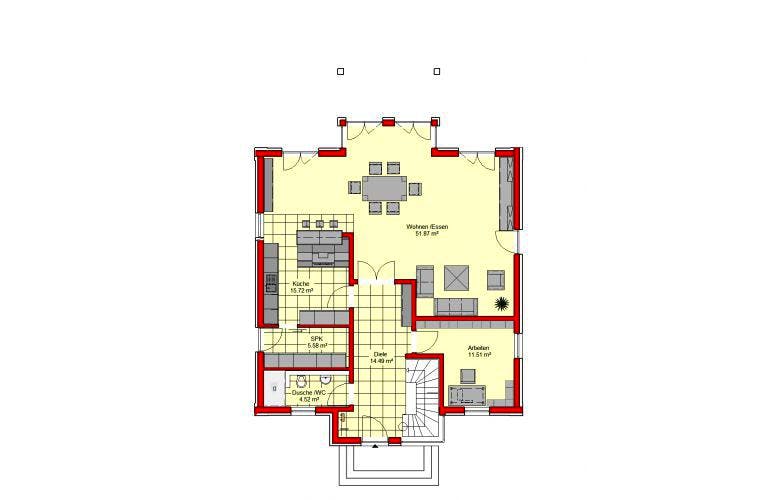 Massivhaus Königstein 206 von PRO-IM Neo, Stadtvilla Grundriss 1