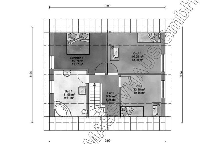 Massivhaus Landhaus von Ambiente Massivhaus,  Grundriss 1
