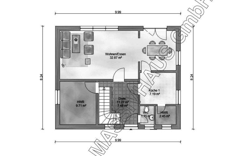 Massivhaus Landhaus von Ambiente Massivhaus,  Grundriss 2