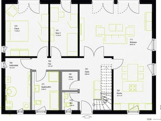 Fertighaus LifeStyle 20.01 S von massa haus Ausbauhaus ab 168999€, Satteldach-Klassiker Grundriss 2