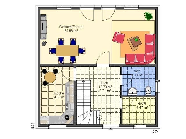 Massivhaus Marion II mit Zwerchgiebel von HSE Massivhaus,  Grundriss 1