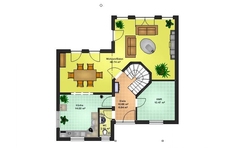 Massivhaus Massivhaus Karlstein von Immobilien Atelier Klaus Reuter, Stadtvilla Grundriss 1