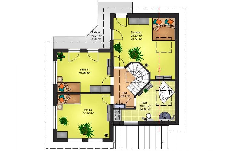 Massivhaus Massivhaus Karlstein von Immobilien Atelier Klaus Reuter, Stadtvilla Grundriss 2