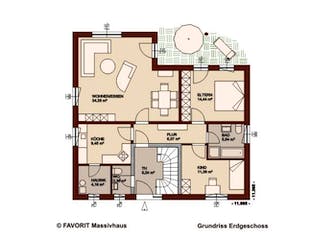 Massivhaus Premium 88-78 von FAVORIT Massivhaus (alt) Schlüsselfertig ab 321310€, Bungalow Grundriss 1