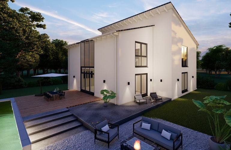 Massivhaus Pultdach Haus Birnbach 30-007 von Econ Das Haus,  Außenansicht 1
